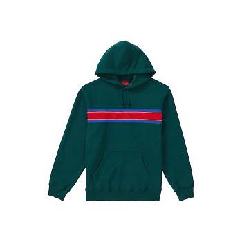 Green Supreme Chest Stripe Logo Hooded Sweatshirts | Supreme 359OR